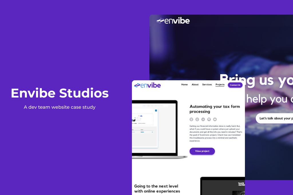 Envibe Studios Website A dev team website case study